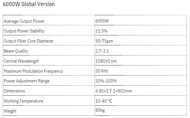 MLC 6000W 規格表